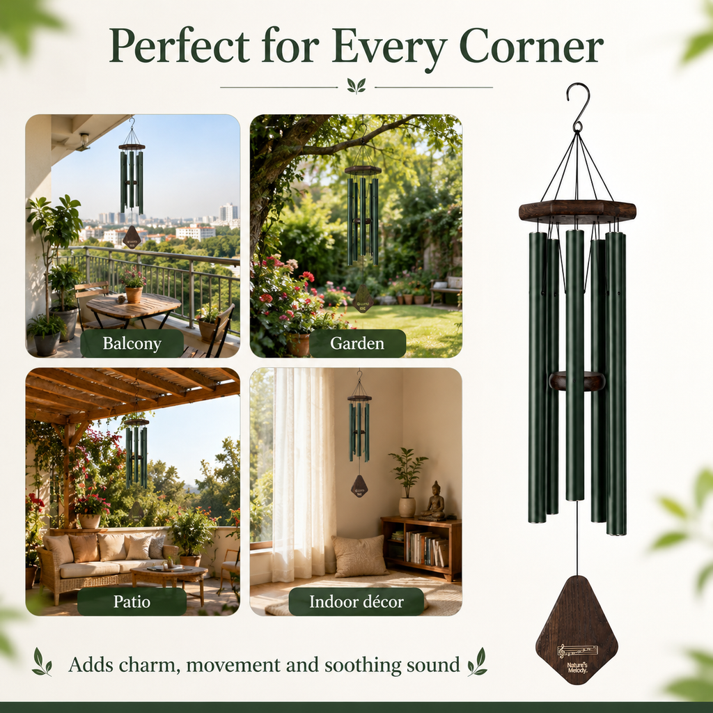 Nature's Melody Premiere Grande anodised aluminium wind chime close-up