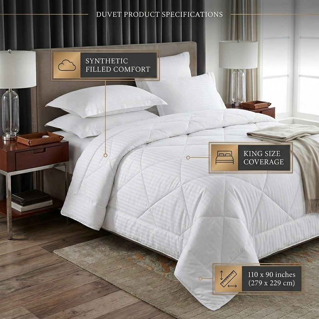 White Striped Duvet (110x90inch)  King Size Coverage