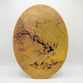 Golden Rift (Dhara-I) – Luxury Abstract Oval Acrylic Painting (41 cm Height) | Modern Gold Statement Wall Art by Abha Kochar