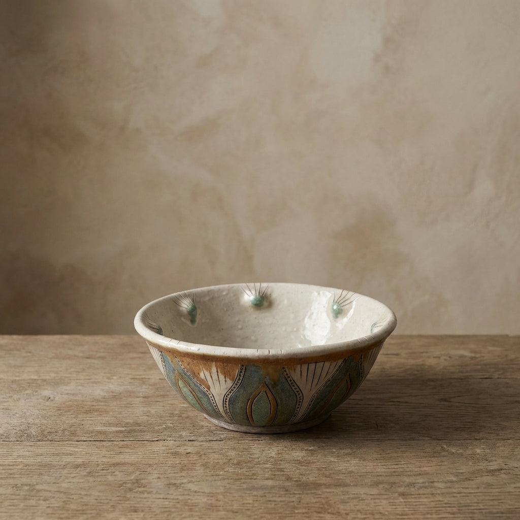 Japanese Raku Pottery Dry Fruit Bowl | Wabi Sabi Handmade Ceramic Decorative Bowl India