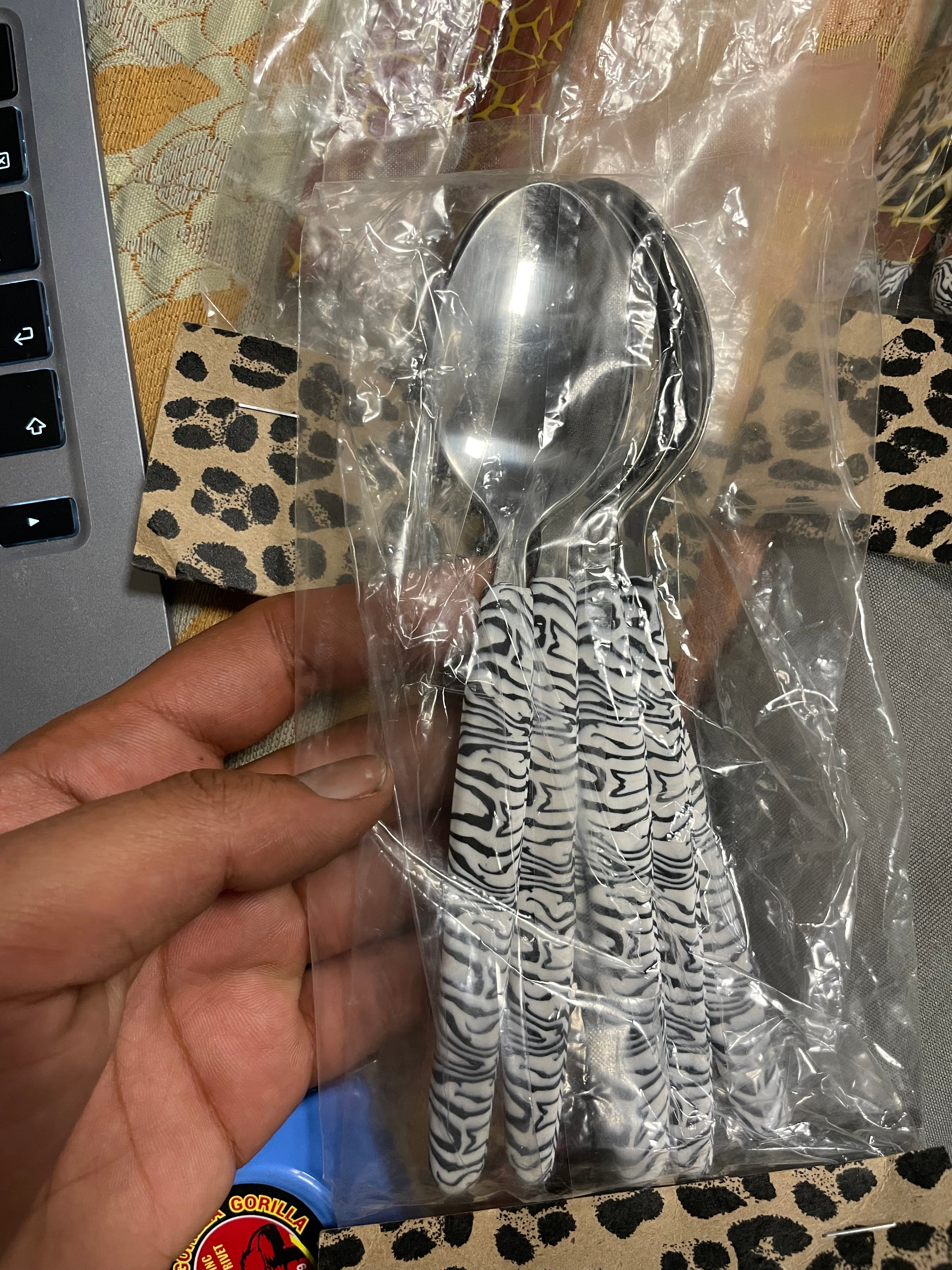Designer Animal Print Spoon – Zebra Print, Set of 6 | 18.5 cm