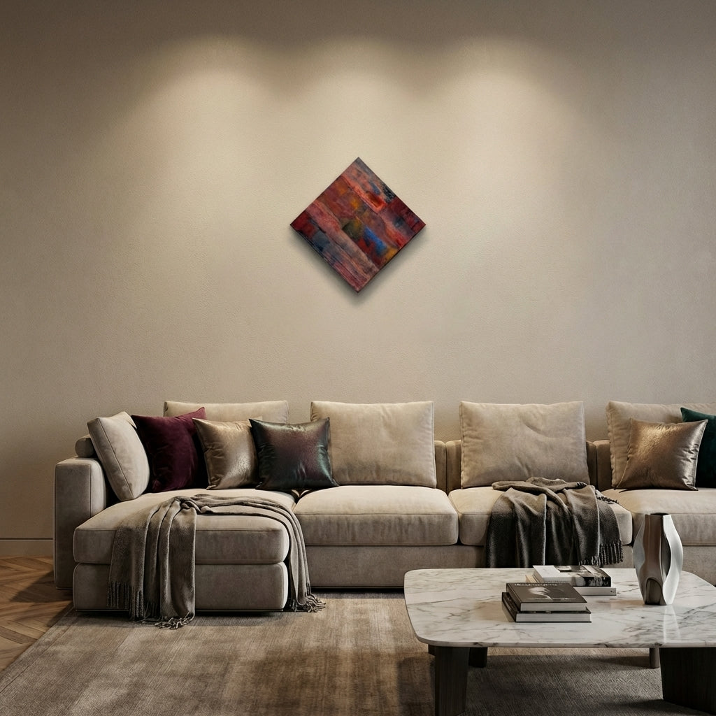 Layers of Time – Luxury Abstract Textured Acrylic Painting (41x41 cm) | Modern Square Wall Art by Abha Kochar