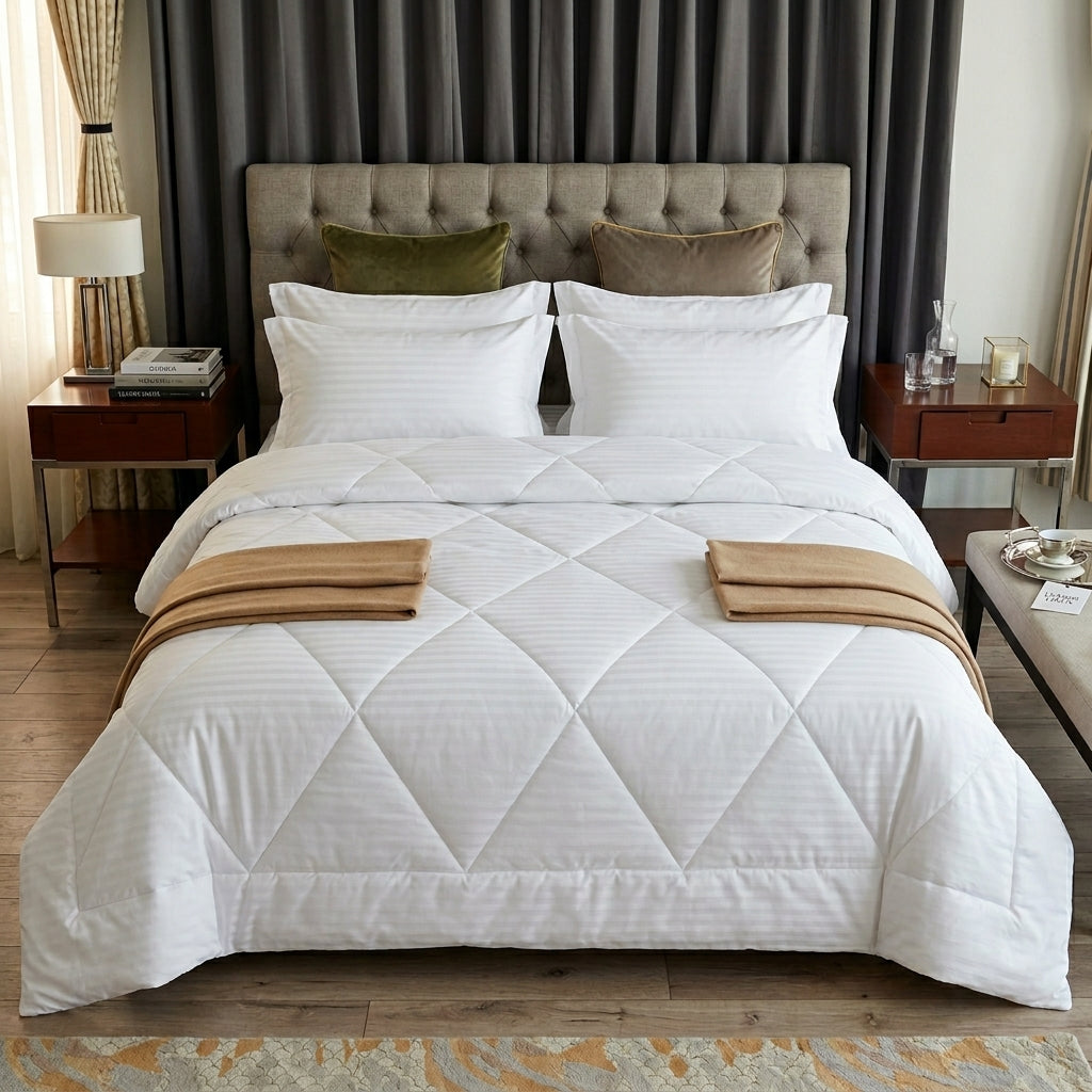 White Striped Duvet (110x90inch)
