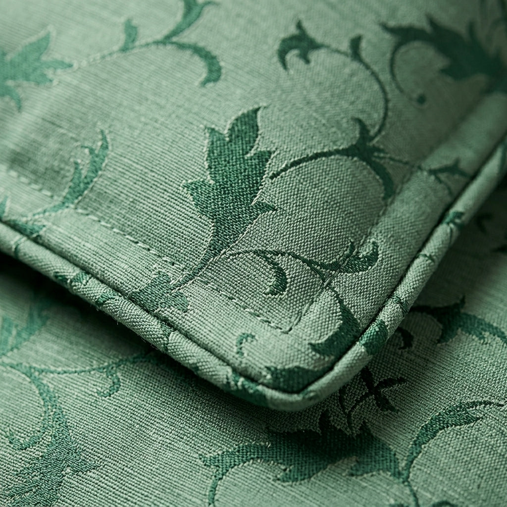 Close-up of green fabric with floral pattern