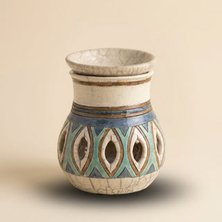 Japanese Raku Pottery Aromatherapy Oil Burner | Handmade Ceramic Diffuser Crackle Glaze India