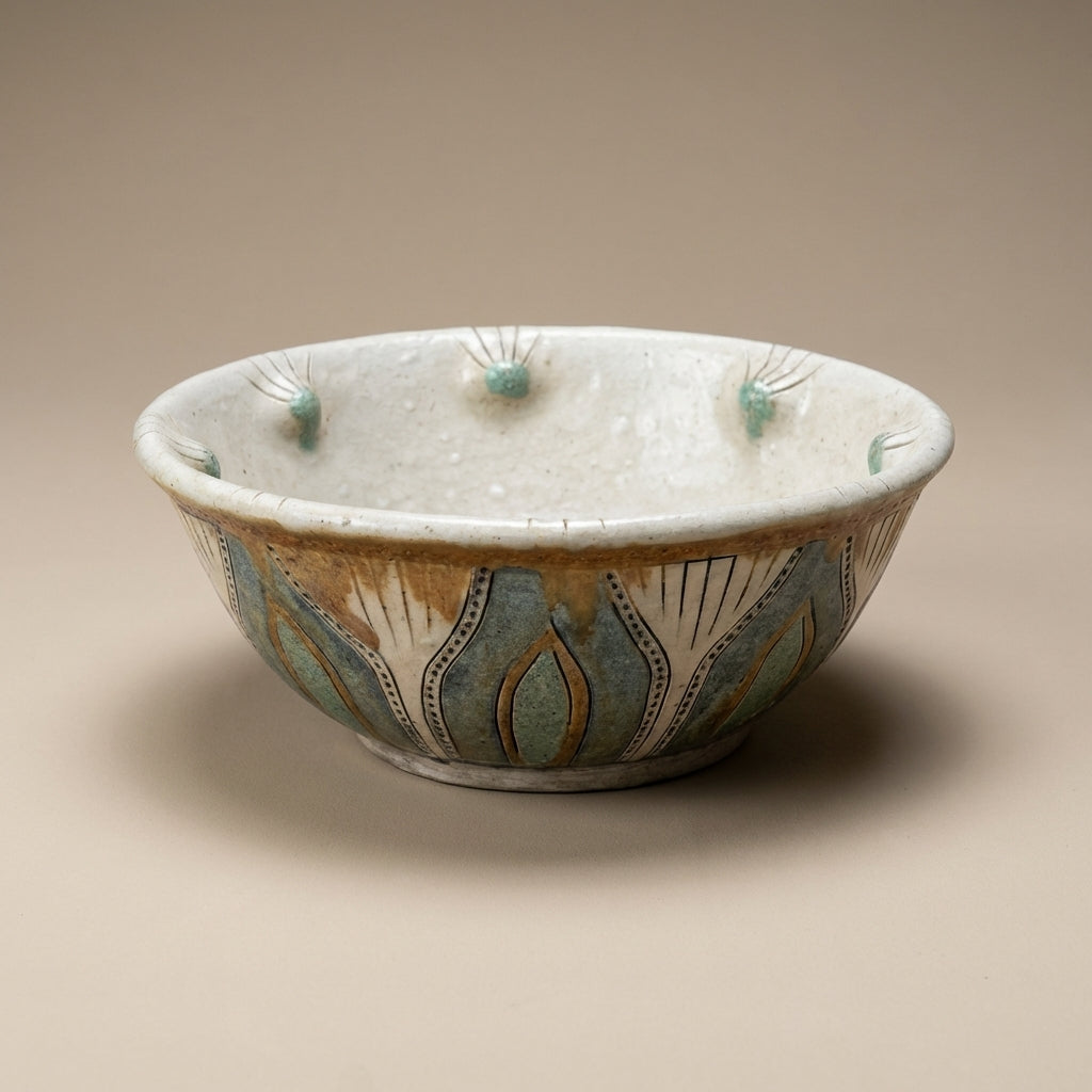 Japanese Raku Pottery Dry Fruit Bowl | Wabi Sabi Handmade Ceramic Decorative Bowl India