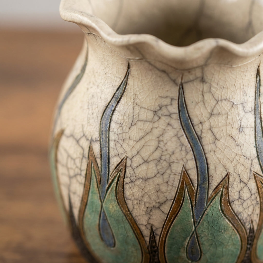 Japanese Raku Potery by Rika (RF) Closeup of texture 