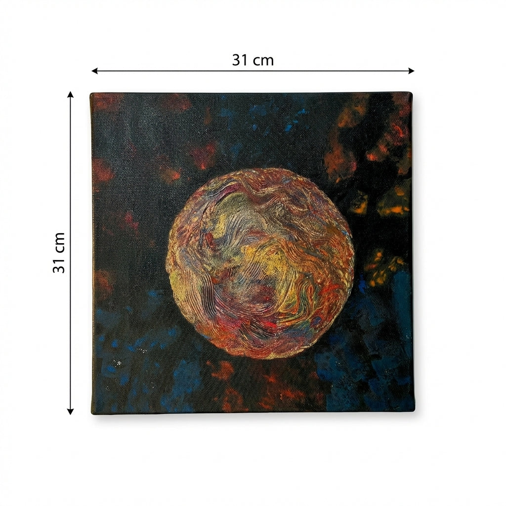 ANTARIKSHA – Luxury Abstract Space Textured Acrylic Painting (31x31 cm) | Modern Cosmic Wall Art by Abha Kochar