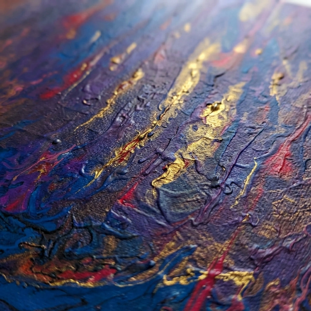 Purple Cave – Handmade Abstract Acrylic Painting on Canvas (52x42 cm) | Modern Wall Art by Abha Kochar