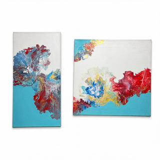 Symphony – Luxury Abstract Acrylic Painting Set of 2 (25x51 cm & 41x41 cm) | Modern Statement Wall Art by Abha Kochar