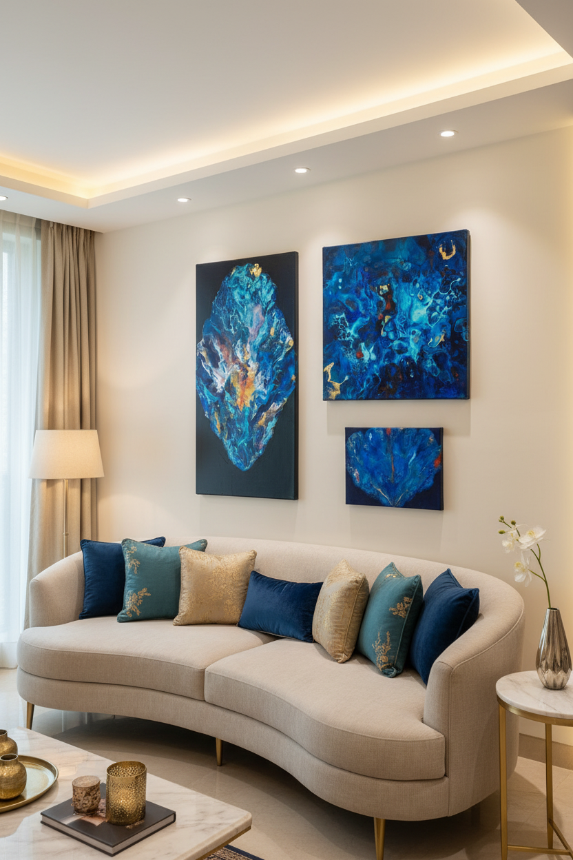 Blue Hues Living Room Banner