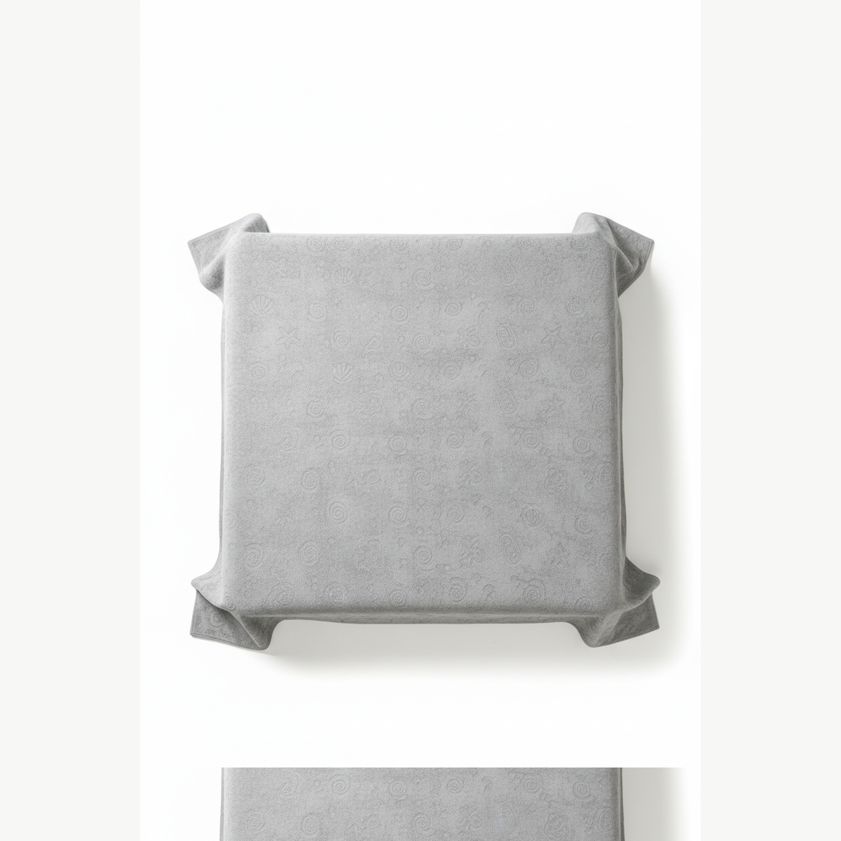 Deltateks Školjka grey cotton terry bedspread 200 x 200 cm flat lay on white background