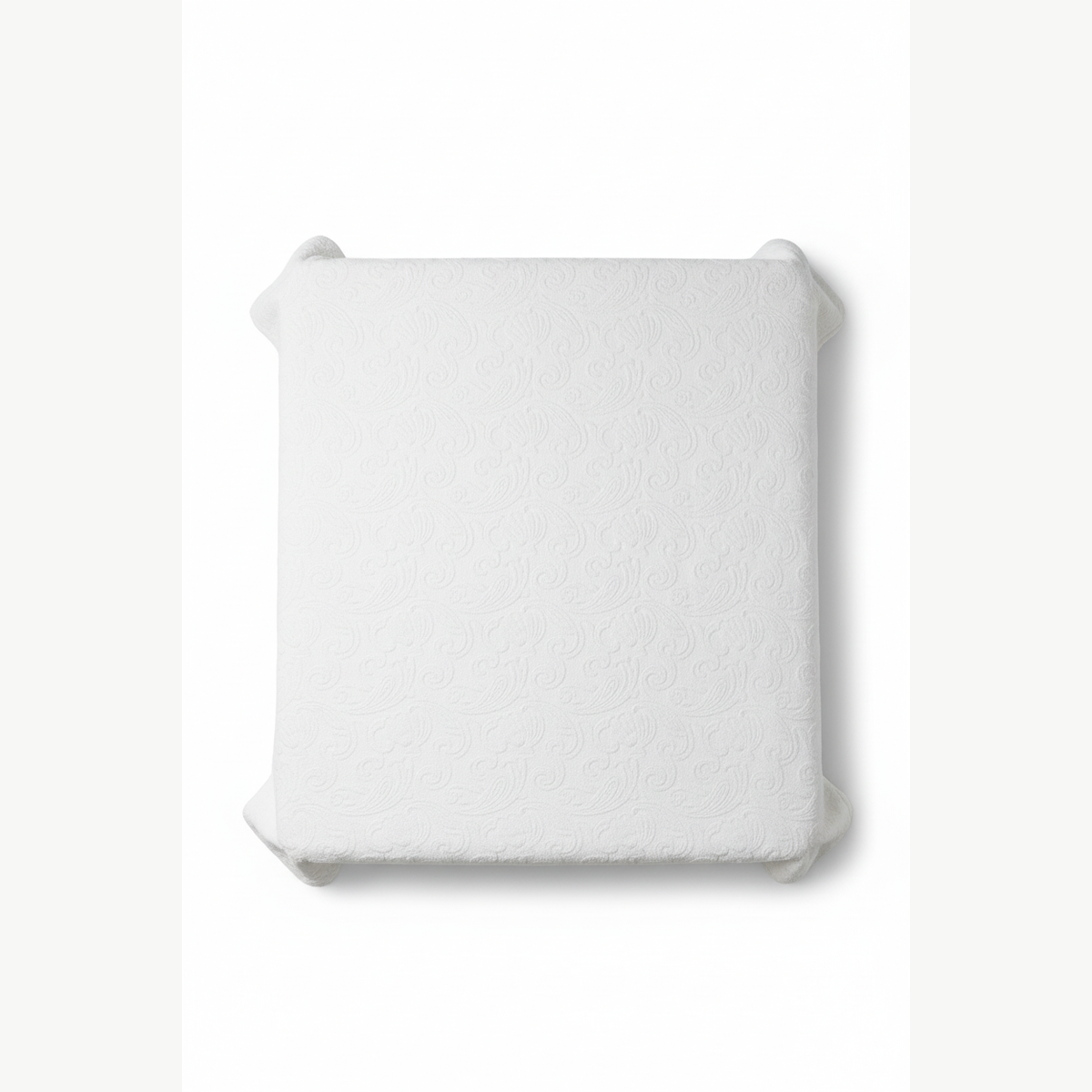 Deltateks Školjka white cotton terry bedspread 200 x 200 cm flat lay on white background