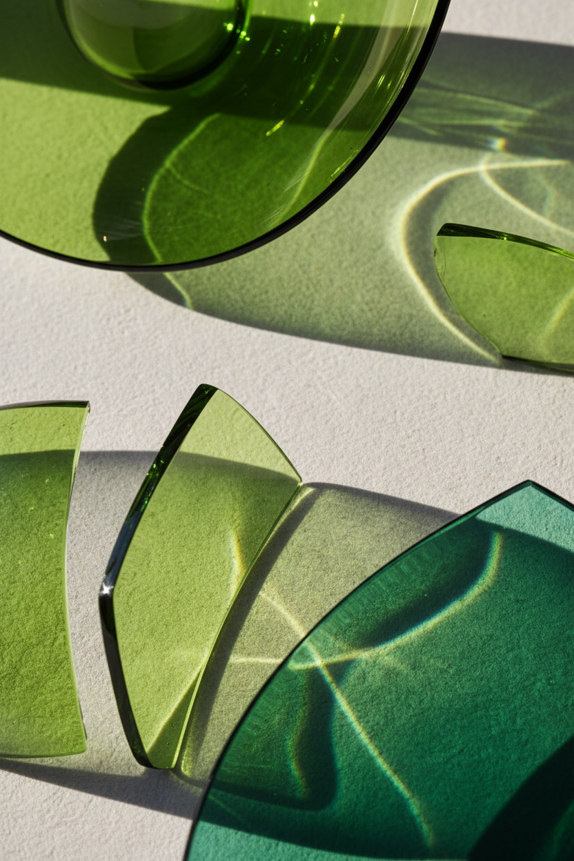 Translucent green glass catching sunlight — Vidivi colour