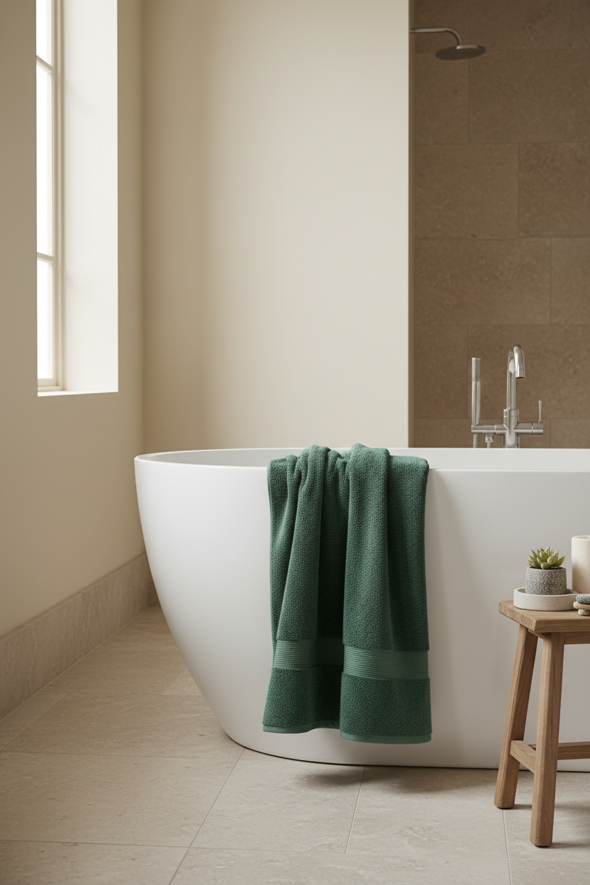 Dark Green Bath Towel lifestyle bathtub shot