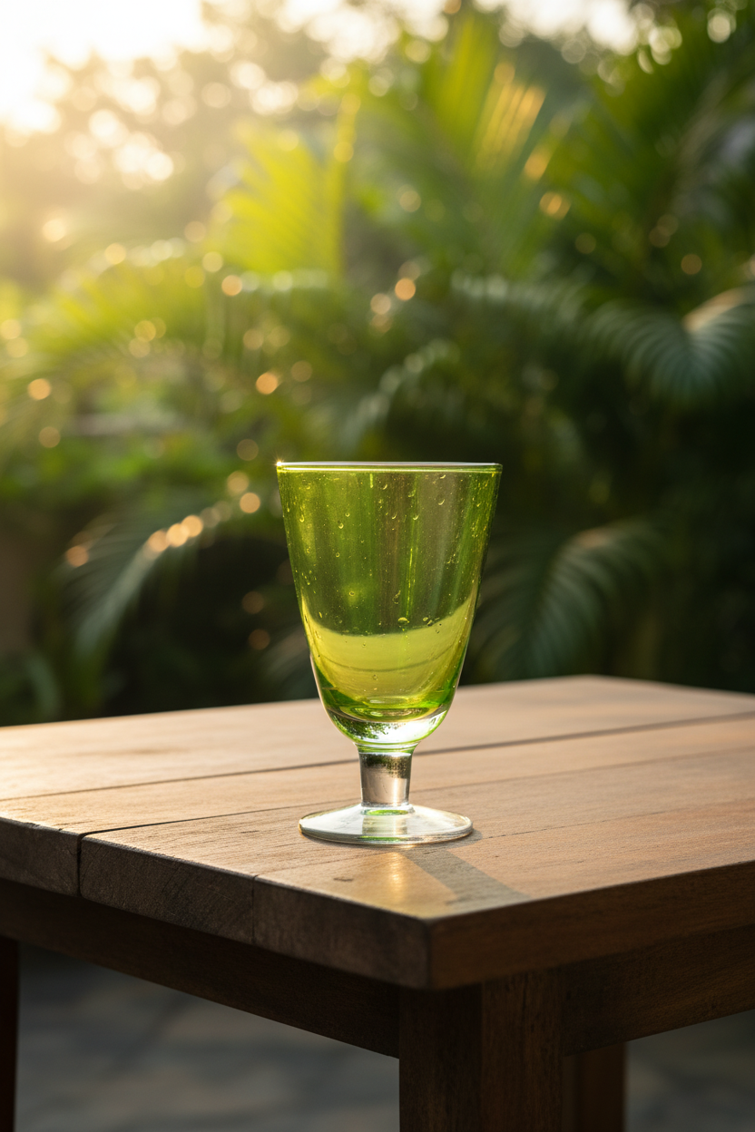 Vidivi lime green goblet on sunlit terrace
