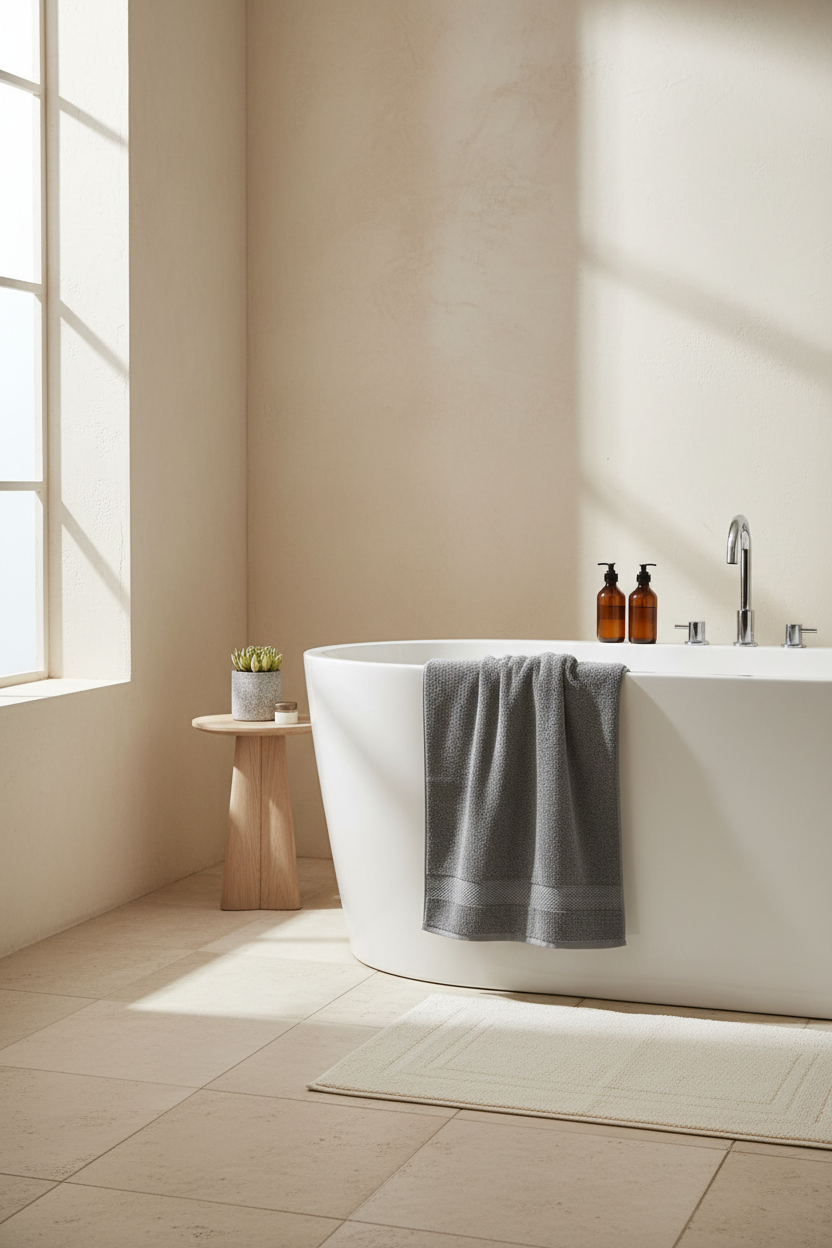 Grey Bath Towel lifestyle bathtub shot