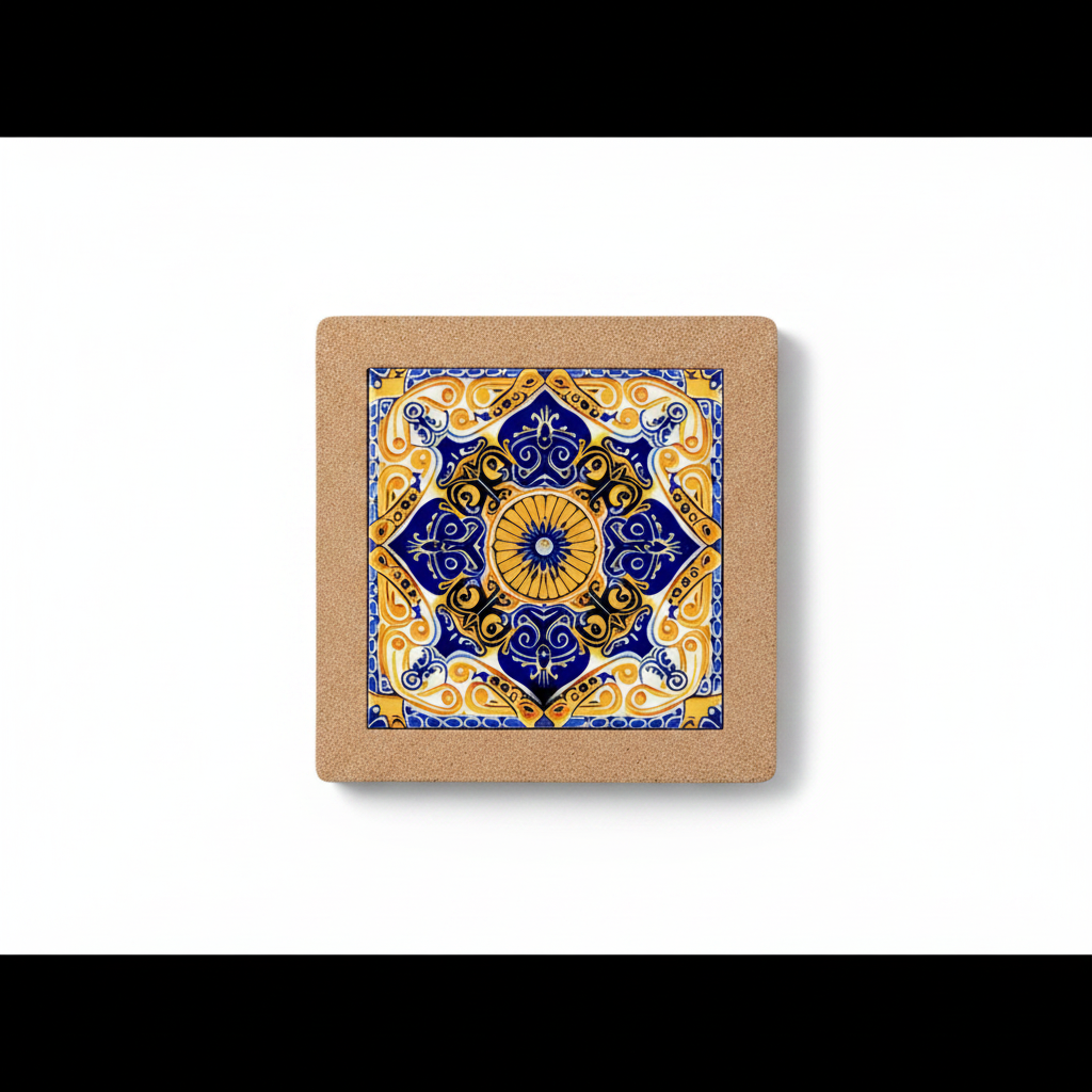 Turkish Hotpot Tile – Cobalt & Gold Geometric Star, flat lay hero, white background