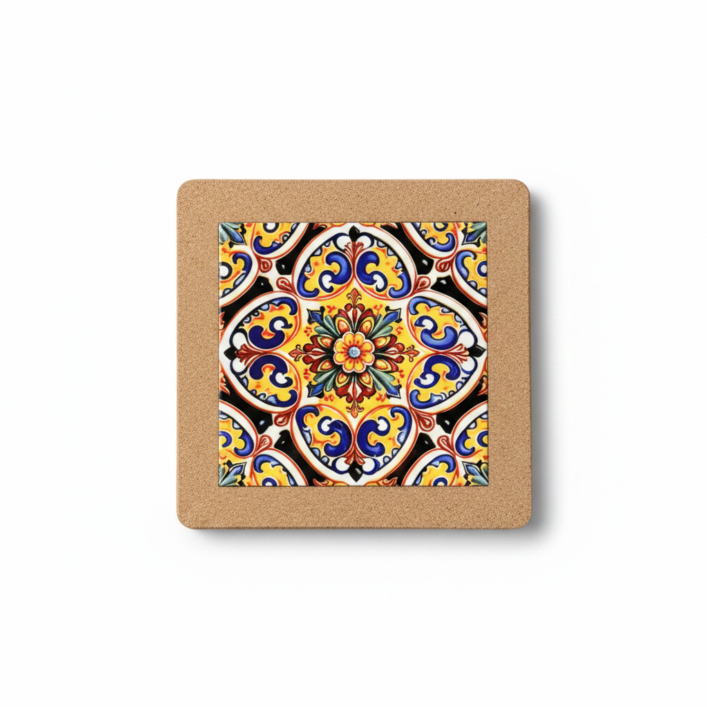 Turkish Hotpot Tile – Golden Baroque Scroll, flat lay hero, white background