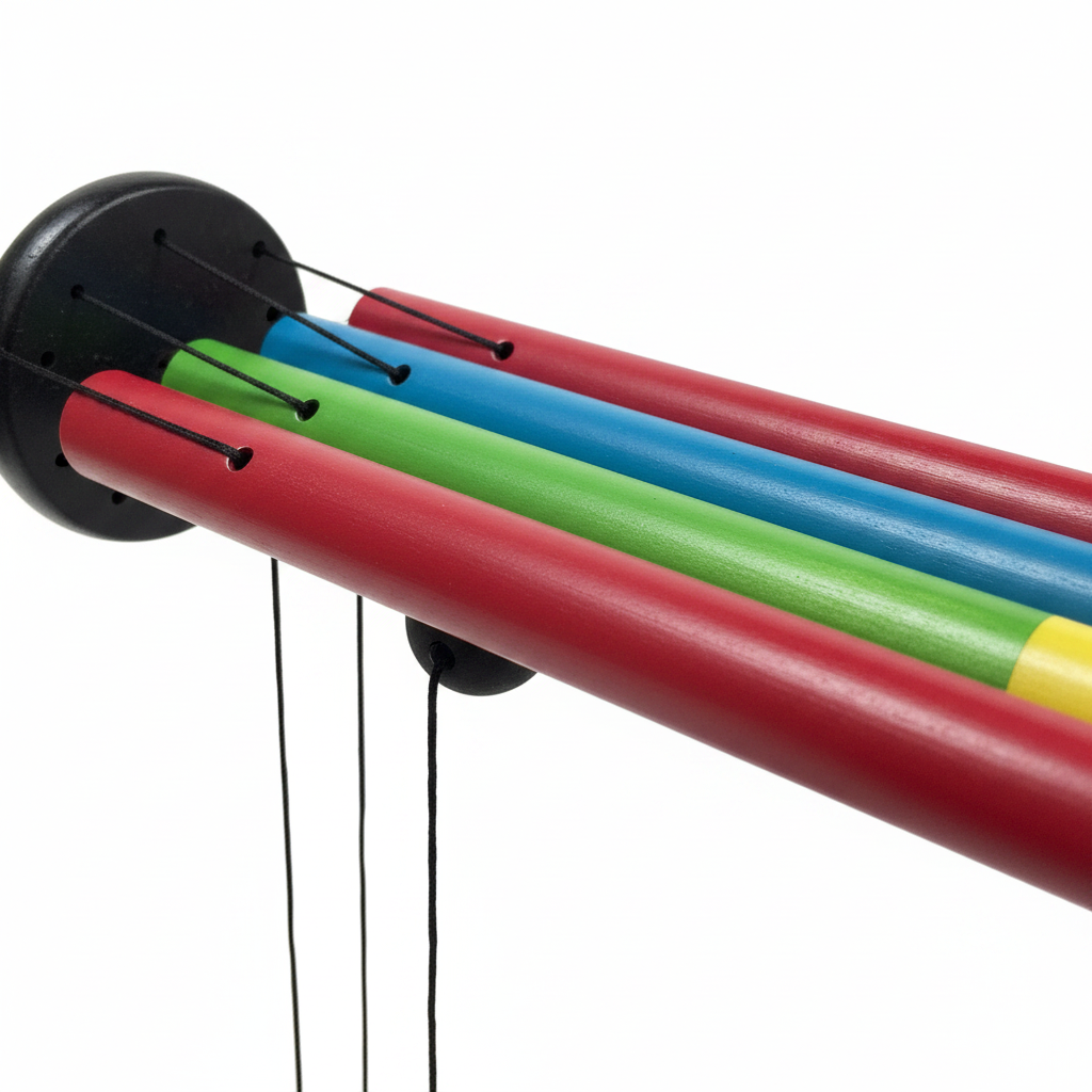 Coloured aluminium tube detail on Nature's Melody multicolour wind chime