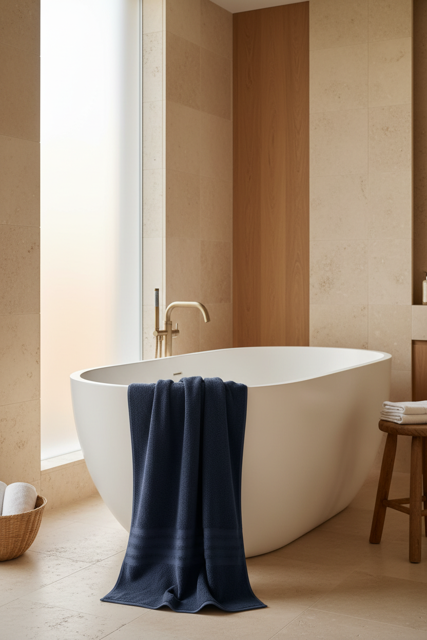 Blue Bath Towel lifestyle bathtub shot