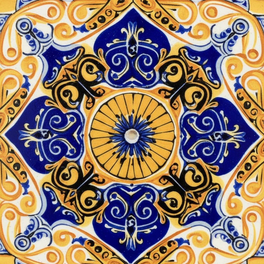 Turkish Hotpot Tile – Cobalt & Gold Geometric Star, close-up macro detail