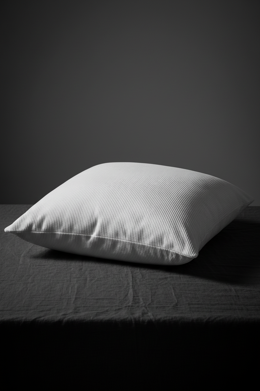 Premium 2.5kg high density hotel-style bed pillow with white striped cover on a luxury bedroom bed