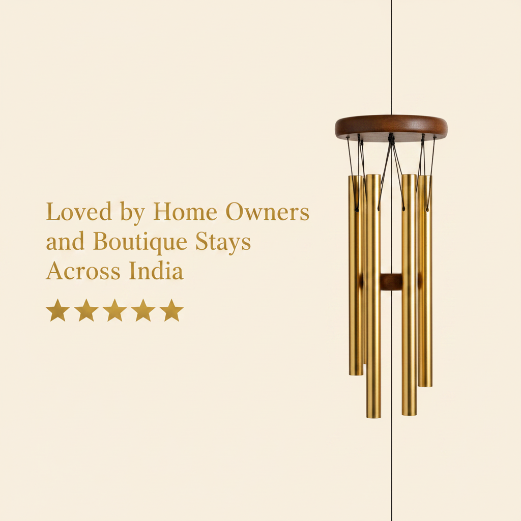Nature's Melody gold aluminium wind chime lifestyle view