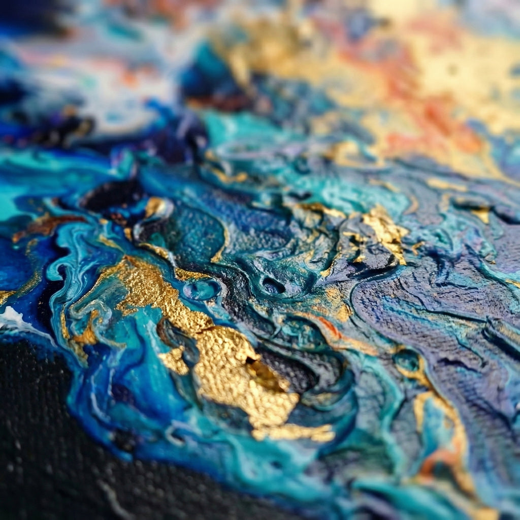 Blue Hues – Set of 3 Handmade Abstract Acrylic Paintings | Modern Blue Wall Art by Abha Kochar