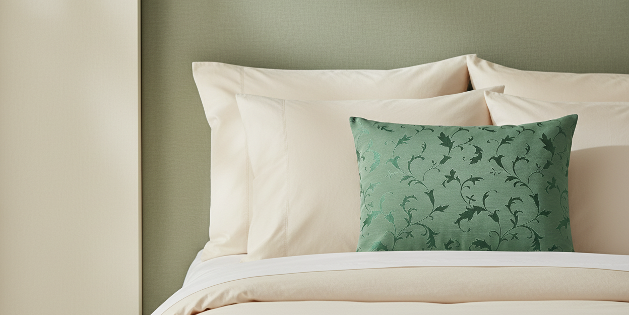 Premium Green Jacquard Pillow Banner